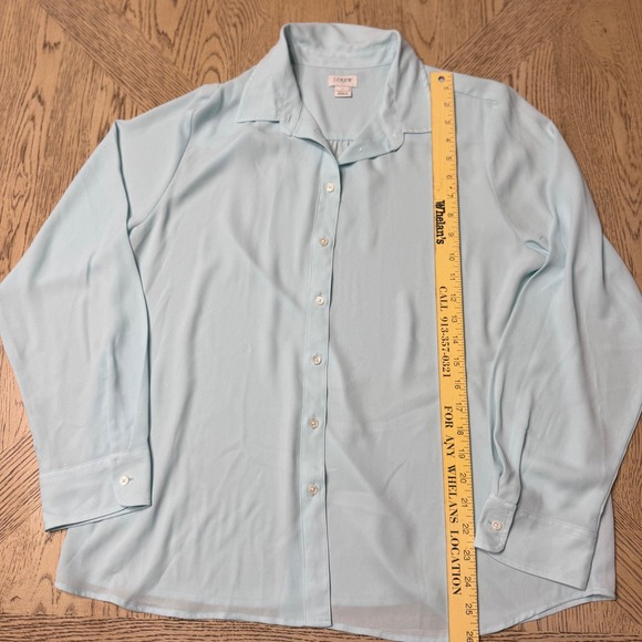 J. Crew Women's Size Large Light Blue Long Sleeve Button Down Shirt Blouse Sheer - Picture 6 of 10